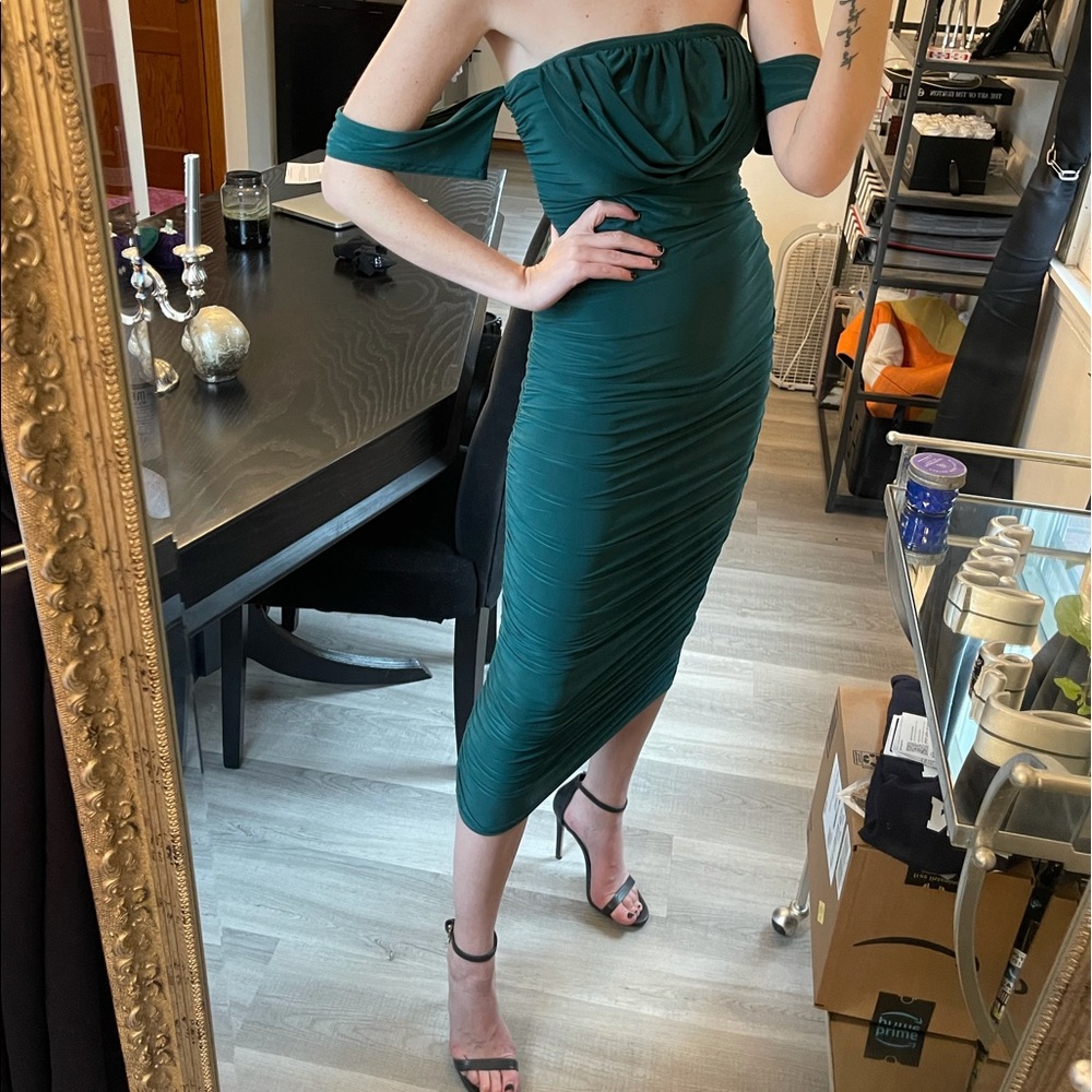 Femme luxe green holiday dress